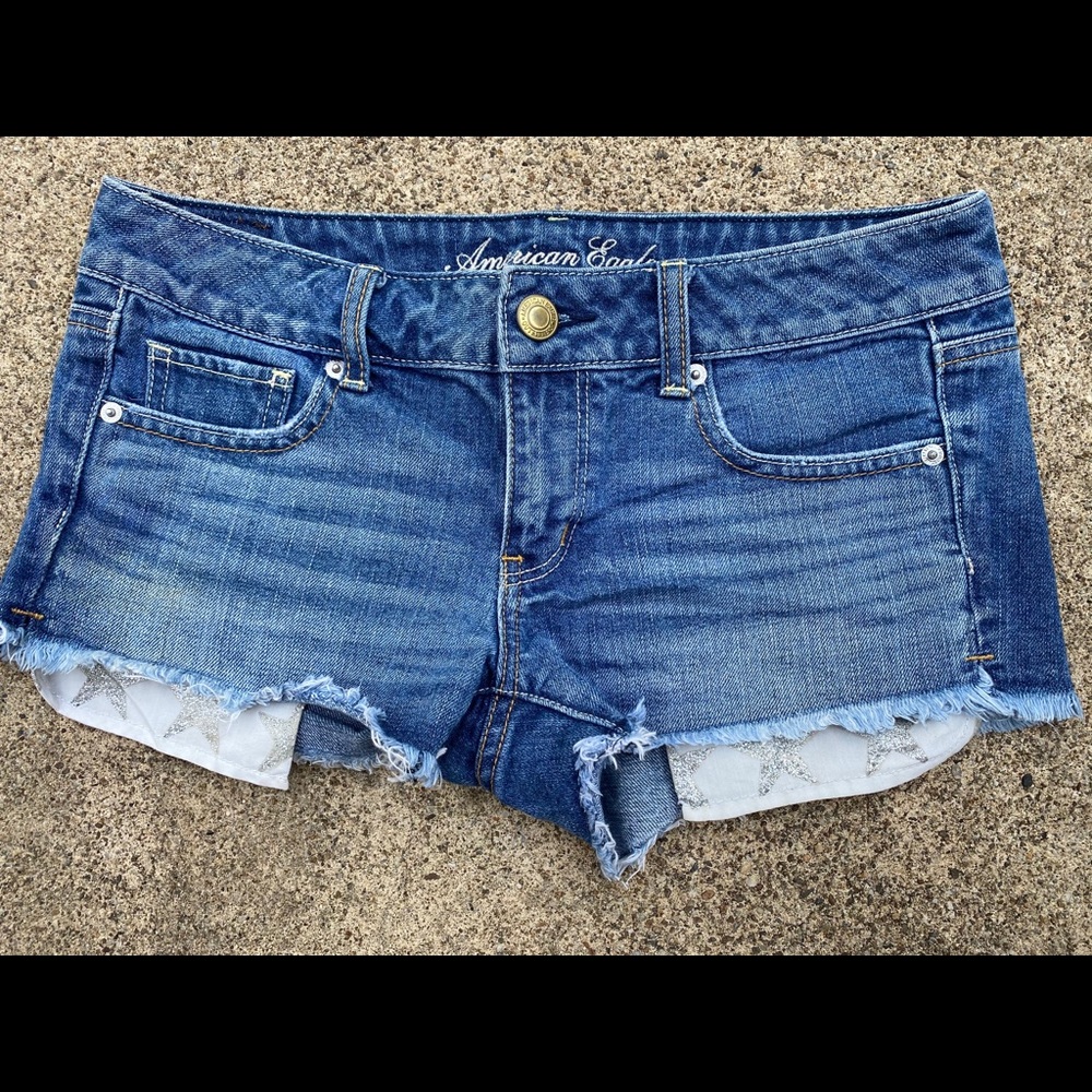 American Eagle Jean Shorts Sparkly Star Pockets